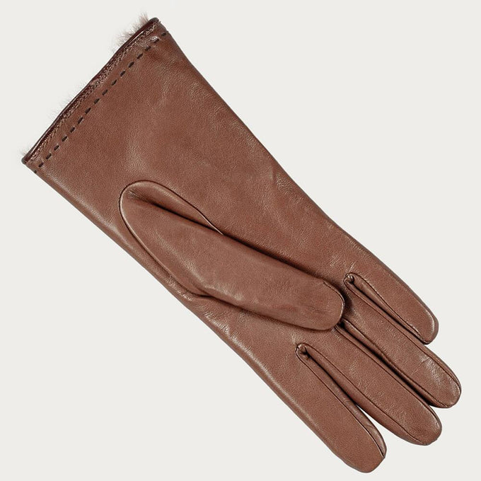 Caramel and Chocolate Rabbit Fur Lined Leather Gloves