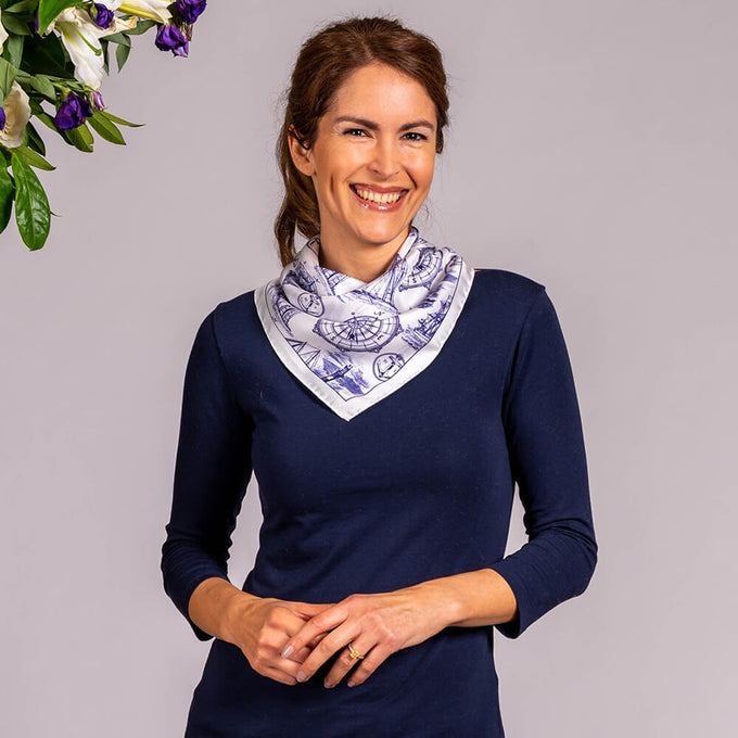 Maritime White Silk Twill Neckerchief  Scarf