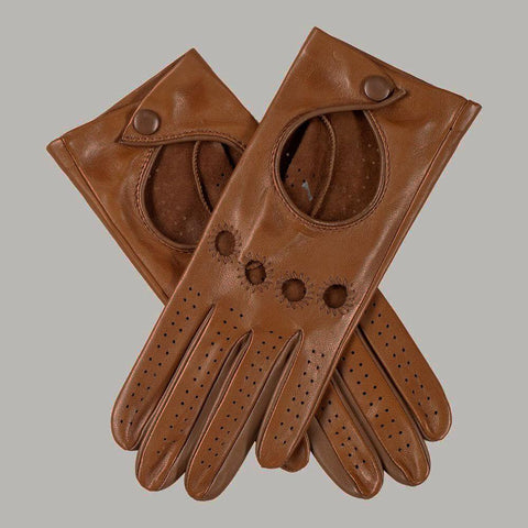 Ladies Coffee and Cinnamon Italian Leather Driving Gloves