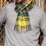 Yellow and Black Plaid Check Cashmere Scarf