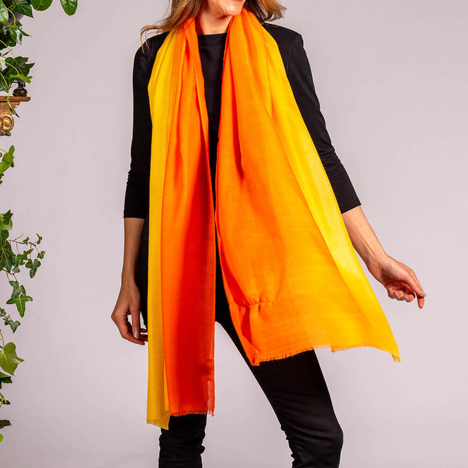 Clementine to Mango Cashmere and Silk Wrap