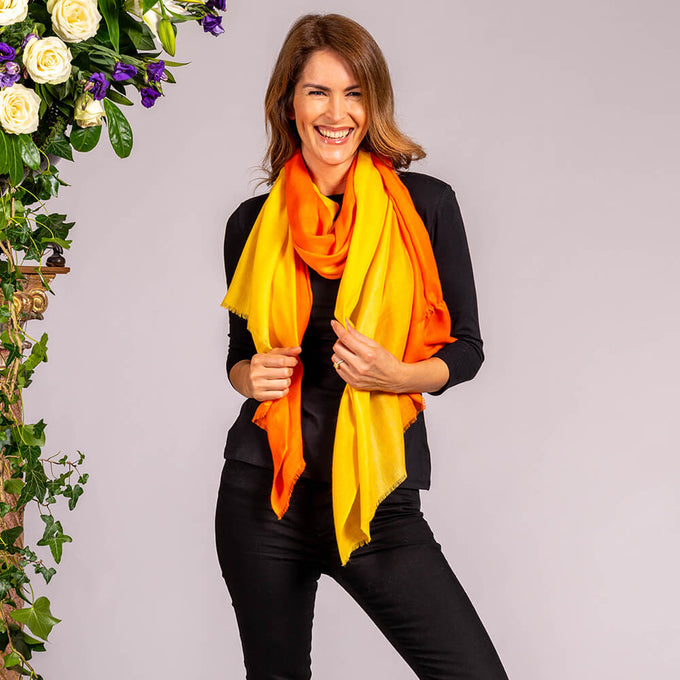 Clementine to Mango Cashmere and Silk Wrap