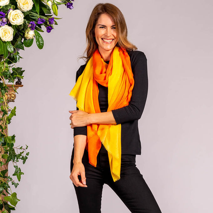 Clementine to Mango Cashmere and Silk Beach Wrap