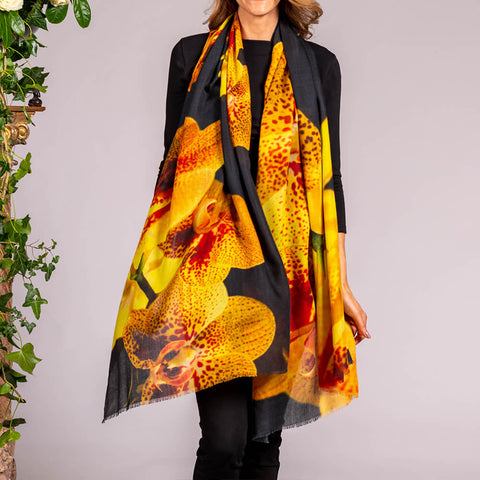 The Orchid Trilogy - Yellow Orchid Cashmere and Silk Wrap