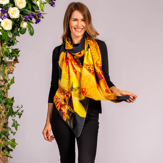 The Orchid Trilogy - Yellow Orchid Cashmere and Silk Wrap